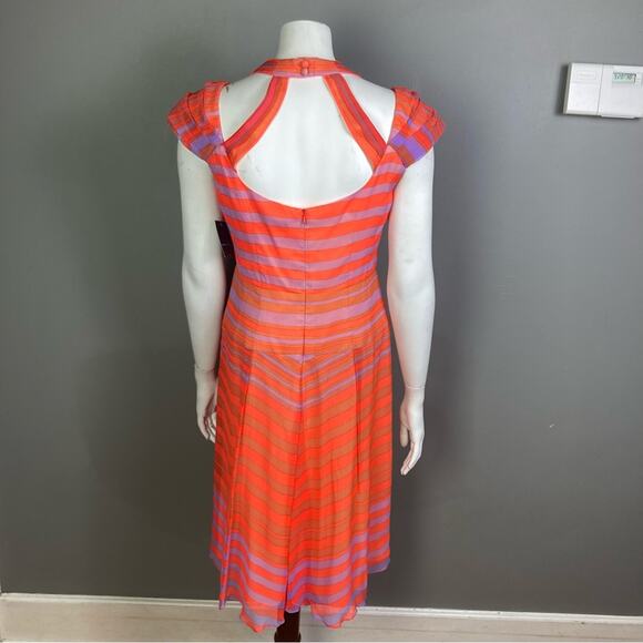 Nanette Lepore dress size 6 NWT Silk colorful stripe red nautical halter Y2k 00s - Picture 4 of 11